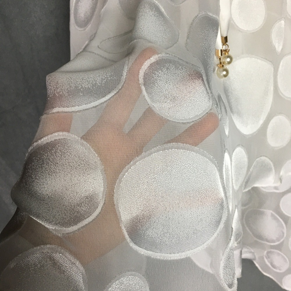 NWD DKNY White Polka Dot Sleeveless Midi Faux Pearl Tie Wrap Dress Size 10 - Picture 16 of 16